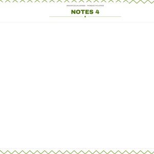 May include: A digital planner page titled NOTES 4 with a large central white rectangular space for writing. The left sidebar features navigation tabs labeled Index, Year, Setup, Dashboard, Jan through Dec, Weeks, Records, and Notes.