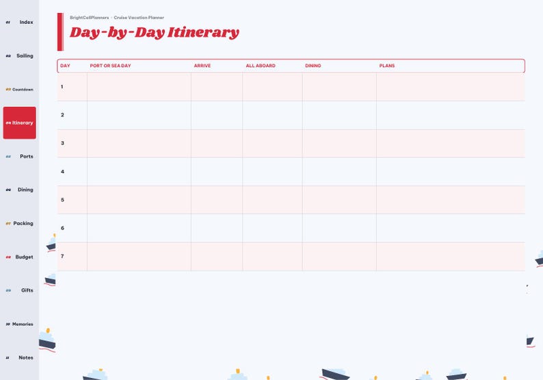 Cruise Vacation Planner Digital, Cruise Packing List, Port Day Planner, Cruise Countdown, Itinerary, Budget, Family Vacation image 5