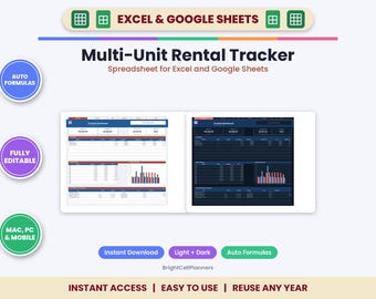 Sistema de seguimiento de propiedades de alquiler multifamiliares – Excel y Google Sheets (Descarga digital)