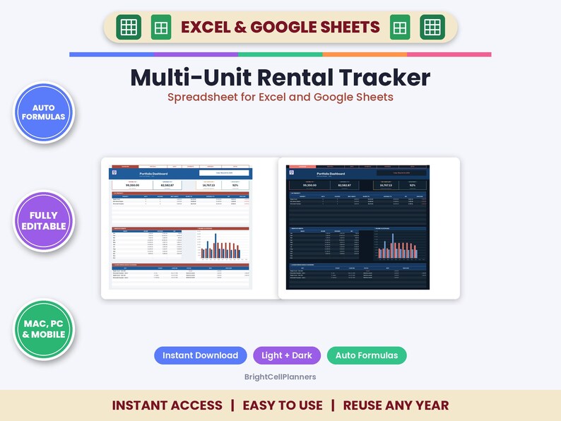 Multi-Unit Rental Property Tracker – Excel & Google Sheets (Digital Download) image 1