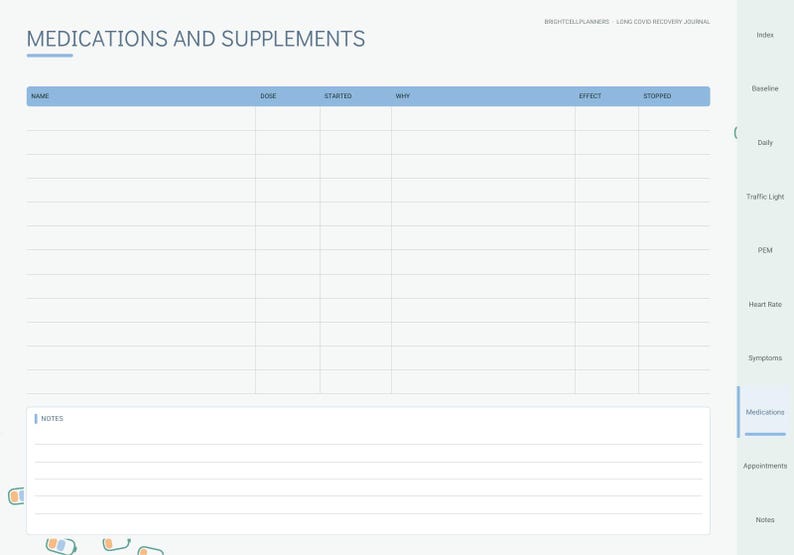 Long COVID Journal Digital, Pacing Planner, Energy Envelope, PEM Tracker, Symptom Log, Heart Rate, Brain Fog Tracker image 9