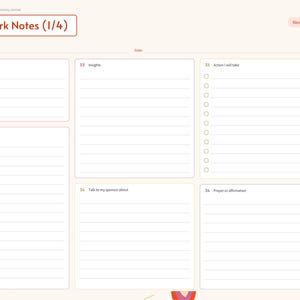 May include: A digital planner page titled Step Work Notes (1/4) with sections for Step and reading, My answers, Insights, Action I will take, Talk to my sponsor about, and Prayer or affirmation. The right side features colored navigation tabs.