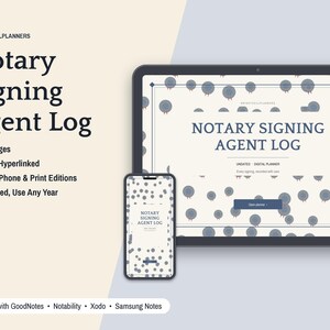 Notary Signing Agent Log Digital, Notary Journal Template, Loan Signing Tracker, Mileage and Fee Log, Invoice Tracker