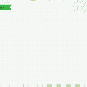 May include: A digital planner page with a light green dot grid background and a white central area. The left sidebar features tabs labeled Index, Year, Setup, Bills, Payment, Log, Annual, Jan through Dec, and Notes. A green banner at the top reads Notes 1.