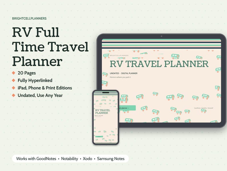 RV Planner Digital, Full Time RV Living, Campground Log, RV Maintenance Tracker, Route Planner, Fuel and Budget Log image 1