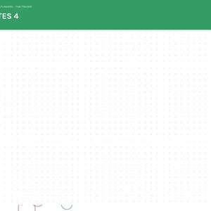 May include: A digital planner page titled NOTES 4 with a green header, a white dot grid background, and a vertical sidebar featuring pastel-colored tabs labeled Index, Year, Setup, Jan through Dec, Tasks, Recurring, Task, Weekly, and Notes.