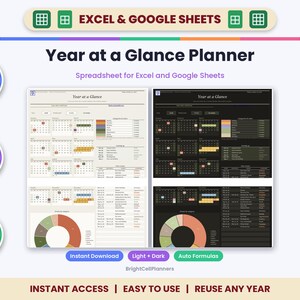 Jahresübersichts-Tabelle für Excel & Google Sheets – Jahreskalender und Jahresübersicht Bild 1