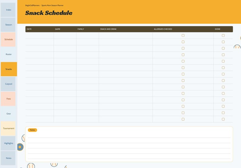 Planificador digital para mamás deportistas, calendario de la temporada, horario de refrigerios del equipo, seguimiento de viajes compartidos, lista de jugadores del equipo, cuotas, preparación para torneos. imagen 7