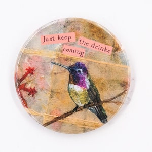 Hummingbird Requires Drinks I Funny Drunk Bird Magnet I Rude Bird Magnet l Button Magnet l Funny Bird Gift Birder Gift Kitchen Décor image 2