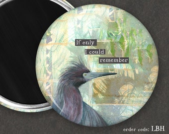 Heron Tries to Recall I Funny Bird Magnet I Rude Bird Magnet l Button Magnet l Funny Bird Gift | Birder Gift | Kitchen Décor | Grumpy Bird