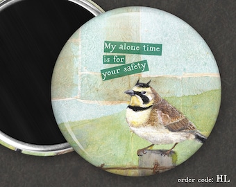 Horned Lark Is Concerned For Your Safety I Funny Bird Magnet I Rude Bird Magnet l Button Magnet l Funny Bird Gift | Birder Gift | Kitchen