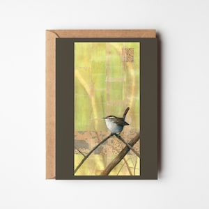 Bewick's Wren 5x7 Greeting Card Blank On Inside Card for Him or Her Birder Gift Tea Bag Art Bird Greeting Card Bird Art Gift image 1