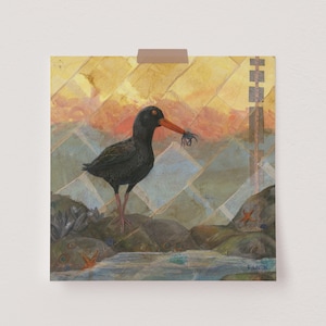 Black Oystercatcher | E. Linton | Water Bird Art | Ocean Bird Art | Shorebird Painting | Coastal Bird Art | Bird Art Print | Bird Home Decor