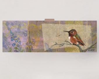 Allen's Hummingbird Mixed Media Painting| Hummingbird Art | Tea Bag Bird Print | Wildlife Painting | Bird Illustration | Hummingbird Décor