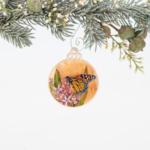 Monarch Butterfly Ornament | Christmas Ornament | Butterfly Ornament | Wooden Ornament | Butterfly Painting | Gift for Her | Christmas Gift