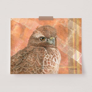 Red-Tailed Hawk Painting Hawk Wall Art Raptor Painting Wildlife Mixed Media Animal Art Print Bird illustration Tea Bag Décor image 1