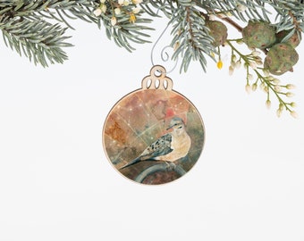 Mourning Dove Ornament | Christmas Ornament | Bird Ornament | Wooden Ornament | Bird Art | Bird Painting | Gift for Her | Christmas Gift |