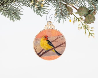 Western Tanager | Christmas Ornament | Bird Ornament | Wooden Ornament | Bird Art Print | Bird Painting | Gift for Her | Christmas Gift Bird