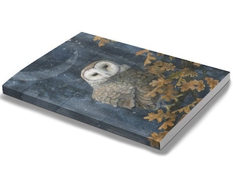Barn Owl Kraft Lined Page Journal | Bird Lover Notebook | Gift for Her | Owl Night Sky Art Diary | Wildlife Rehab | Nature Journal | Owl Art