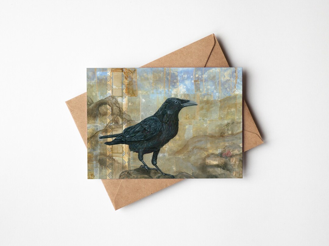 Common Raven 5x7 Greeting Card | Blank on Inside | Card for Him or Her ...