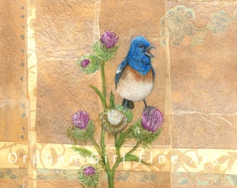 Lazuli Bunting, E. Linton, Watercolor Bird Bird Art Print Bird Painting Wildlife Painting Animal Art Print Bird Illustration Bird Home Decor