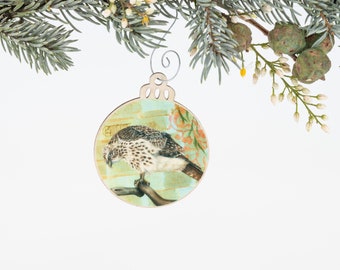 Red-Tailed Hawk Ornament | Christmas Ornament | Bird Ornament | Wooden Ornament | Bird Art | Bird Painting | Hawk Ornament | Gift for Her