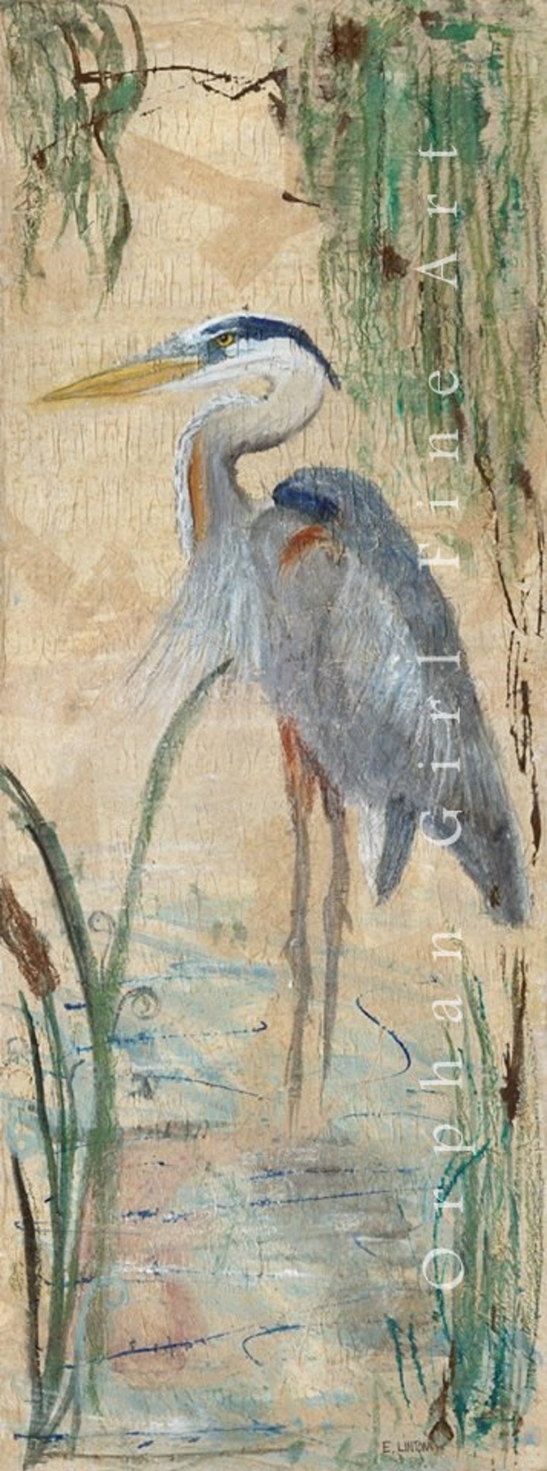 Grand héron art peinture doiseau oeuvre doiseau aquarelle Etsy