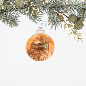 Red-Tailed Hawk Ornament | Christmas Ornament | Bird Ornament | Wooden Ornament | Bird Art | Bird Painting | Hawk Ornament | Gift for Her