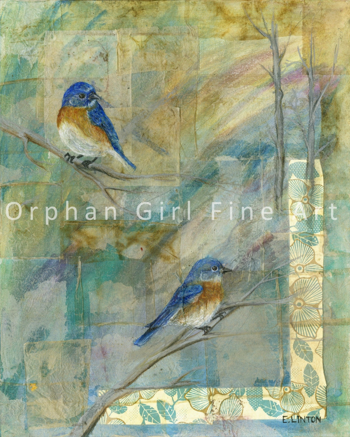 Eastern Bluebird Painting Bluebird Art Animal Art Print Bird Painting Bird Art Print