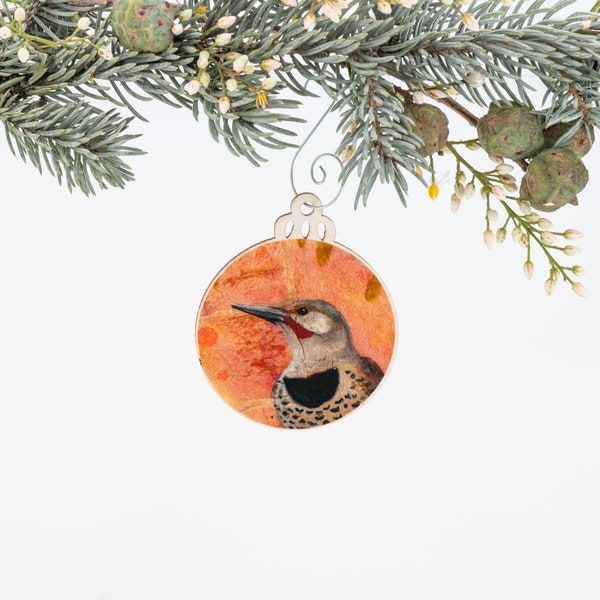 Northern Flicker Ornament | Christmas Ornament | Bird Ornament | Wooden Ornament | Bird Art | Bird Painting | Gift for Her | Christmas Gift