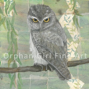 Little Screech Owl Painting, Owl Art Print, Bird Painting, Wildlife Painting, Owl Artwork, Bird Illustration Bird Wall Art Animal Art Print,