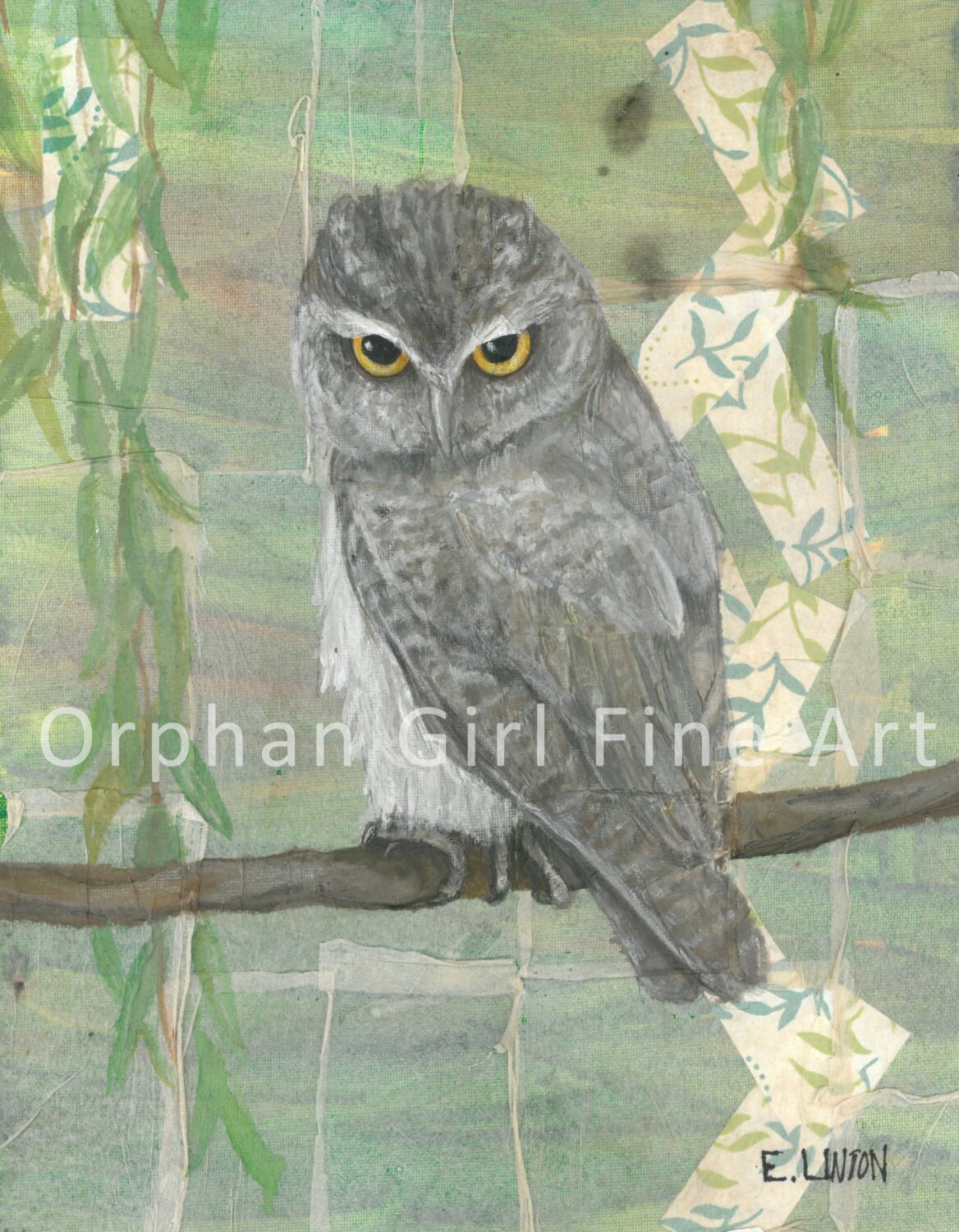 Little Screech Owl Painting, Owl Art Print, Bird Painting, Wildlife Painting, Owl Artwork, Bird Illu