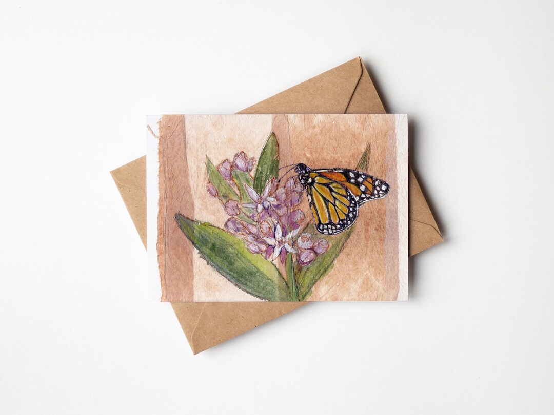 Monarch Butterfly on Milkweed 5x7 Greeting Card | Blank on Inside ...