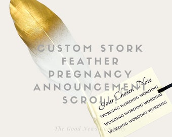Custom Stork Feather Pregnancy Announcement- Gender Reveal - Party Invite - Grandparent Baby Announcement - It's A BOY - It's A GIRL