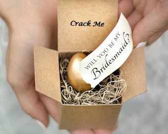 Bridesmaid Invitations GOLD - Bridesmaid Gift - Quail Eggs - Maid of Honor Proposal - Unique Bridesmaid Proposal - Flower girl gift