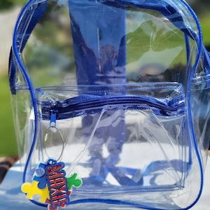 Clear PVC Backpack with Customizable Acrylic Nametag - Stadium & School