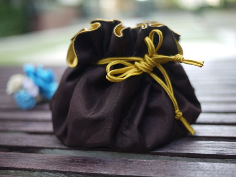 Dark Brown-Golden Yellow Silk /& Satin Jewelry Bag Drawstring Jewelry Pouch Travel Jewelry Bag Organizer Bag Wedding Favor Bag Party Gift Bag