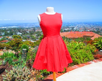 Darling Vintage 1990's Bright Sleeveless Party Dress Cocktail Dress Red Dress Dance Dress