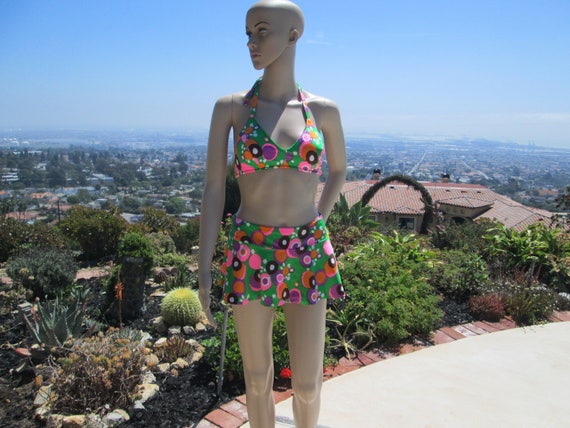 1960's Two Piece Swimsuit, Psychedelic, Sixties, B