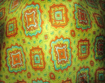 Ładny zabytkowy szal jedwabny 1970's zielony wzór szaliki, akcesoria, kobiety