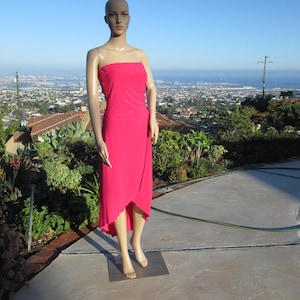 Vintage Hot Pink Strapless Stretchy Disco Style Dress Pink Dress Fancy Dress Vintage Dress Sparkling Dress 1970&#39;s Dress Dance Dress