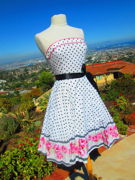 Vintage ADORABLE '90s Strapless Party Dress Sweet… - image 1