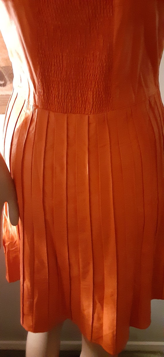 Vintage Faux Leather Bright Orange Dress Petite S… - image 4