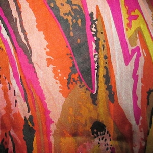 Vintage Silk Scarf 1970&#39;s Brilliant Abstract Design