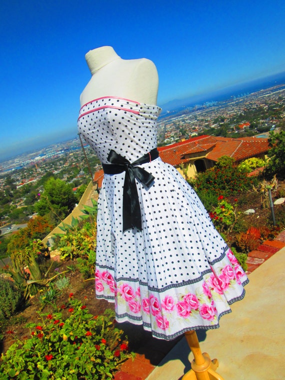 Vintage ADORABLE '90s Strapless Party Dress Sweet… - image 2