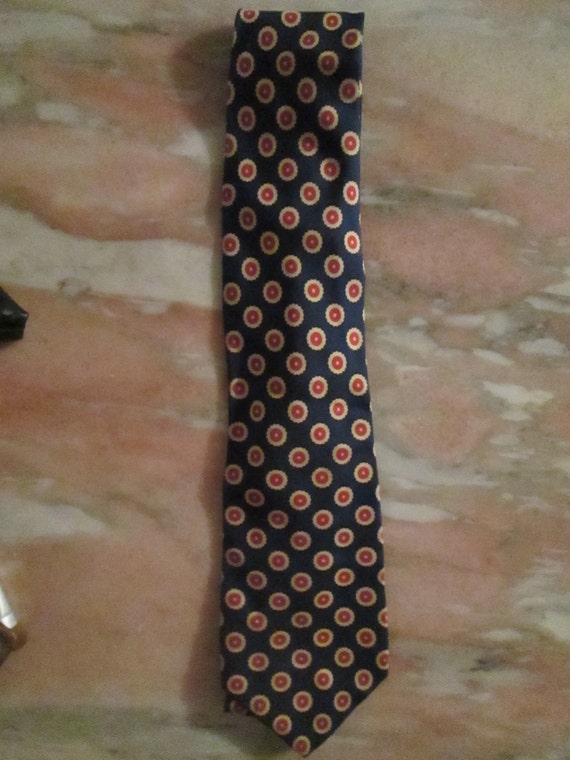 Vintage 1970's Necktie Navy, Red and Gold - image 1