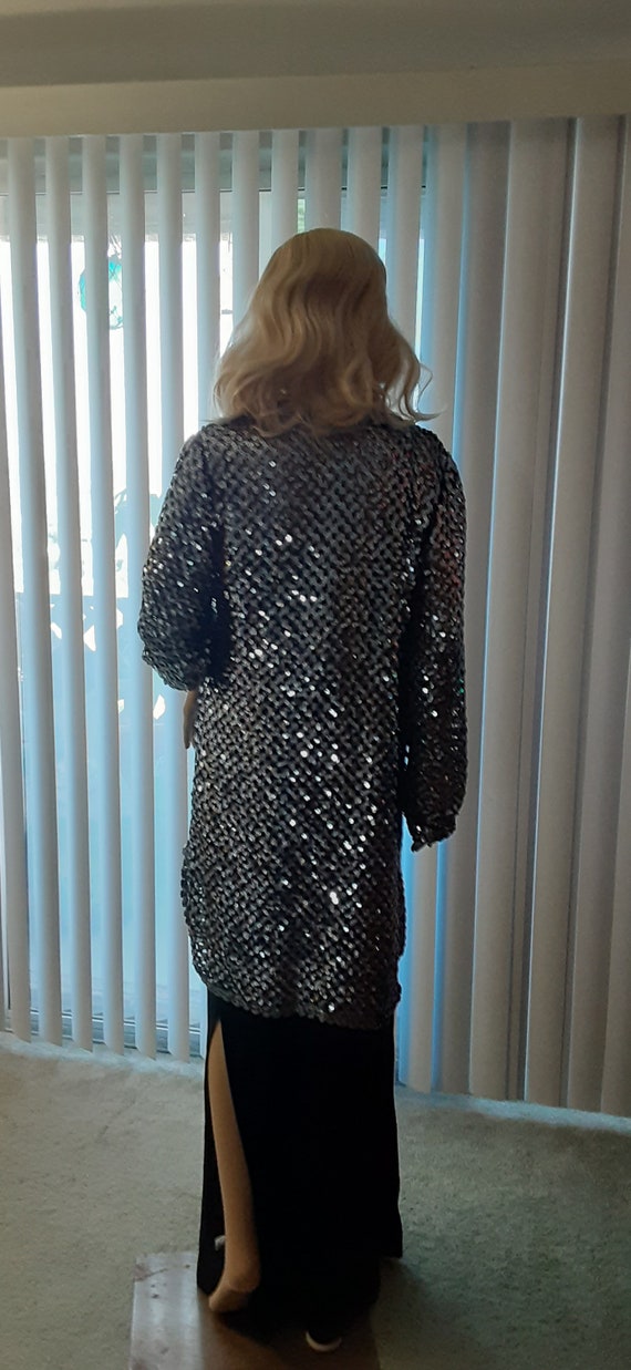 Vintage 1970's Black Sequined Disco 2 Piece Forma… - image 4