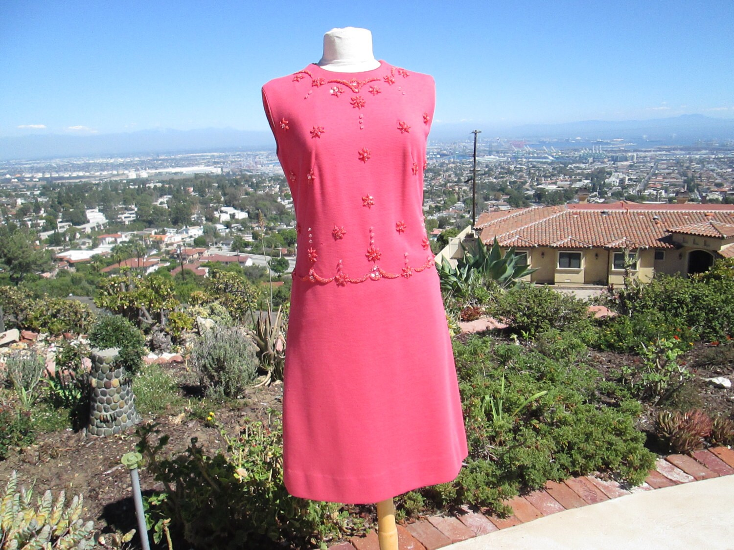 pink wool dress