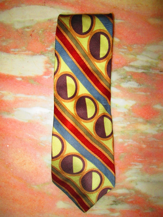 Vintage 1960' s Men's Necktie Brown, Blue, Red , … - image 1