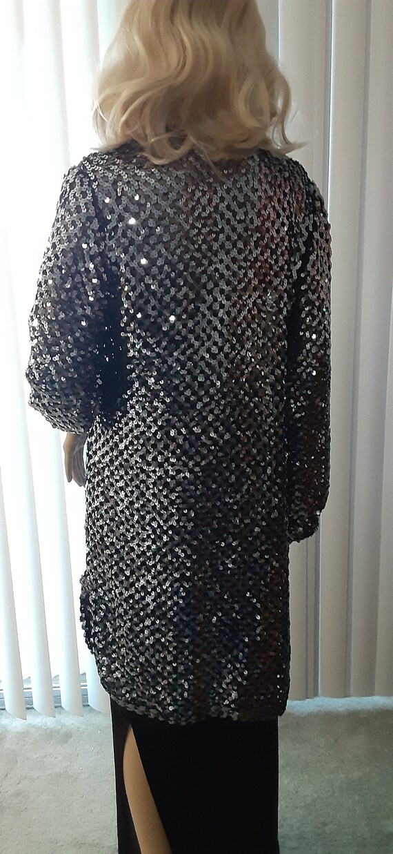 Vintage 1970's Black Sequined Disco 2 Piece Forma… - image 5